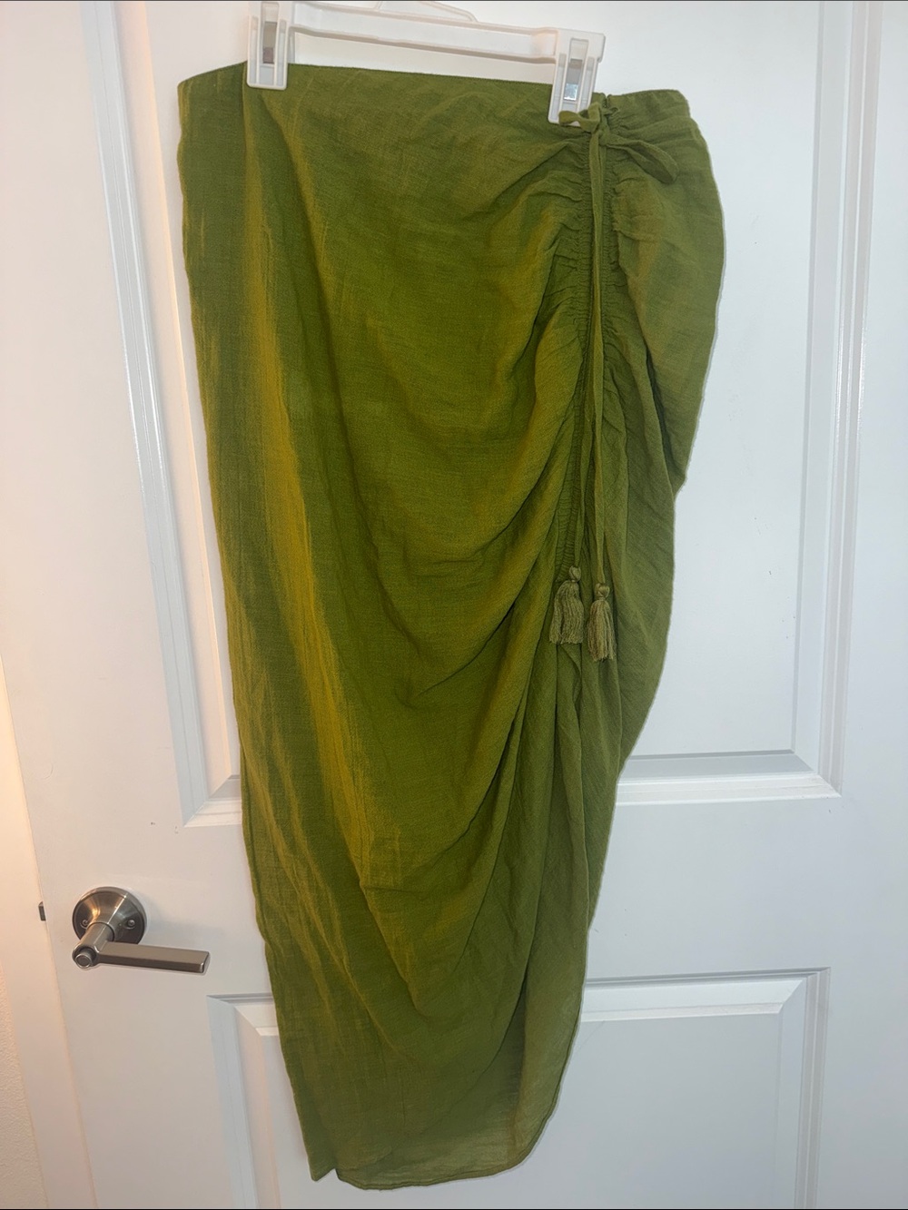 Veronica Beard Olive Green Ruched Draped Midi Skirt Size